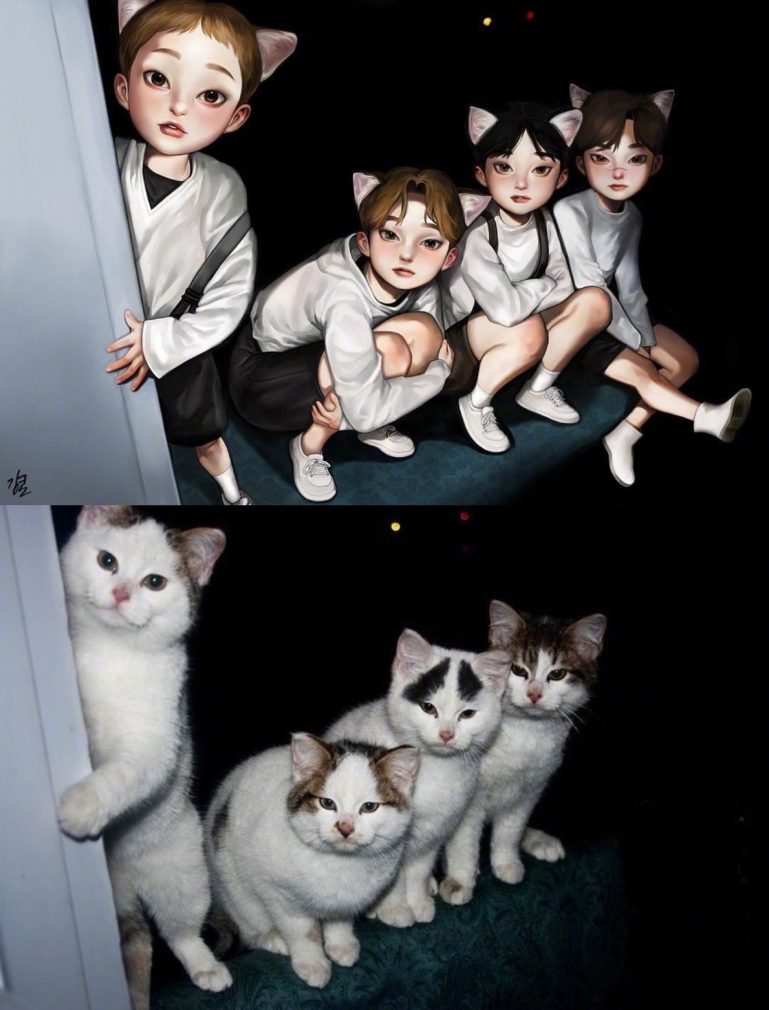 画师kangcono将一些网红猫猫进行了拟人化创作