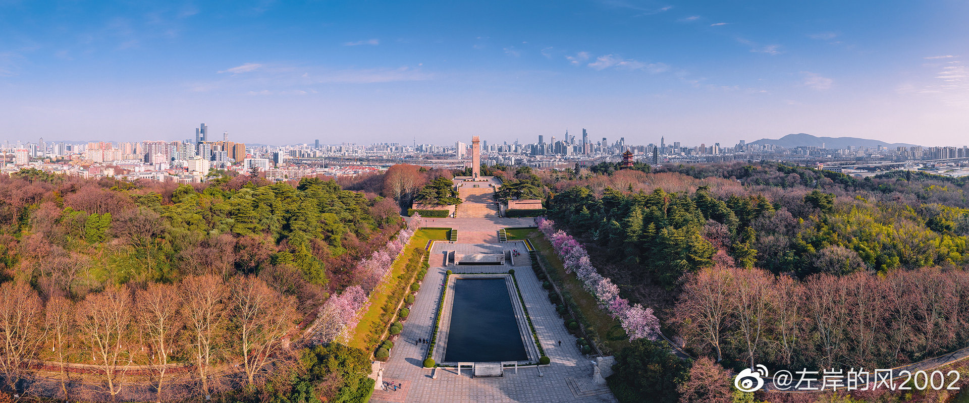南京雨花台风景区的航拍大片来了 道路两侧宝华玉兰迎风开放……_高清