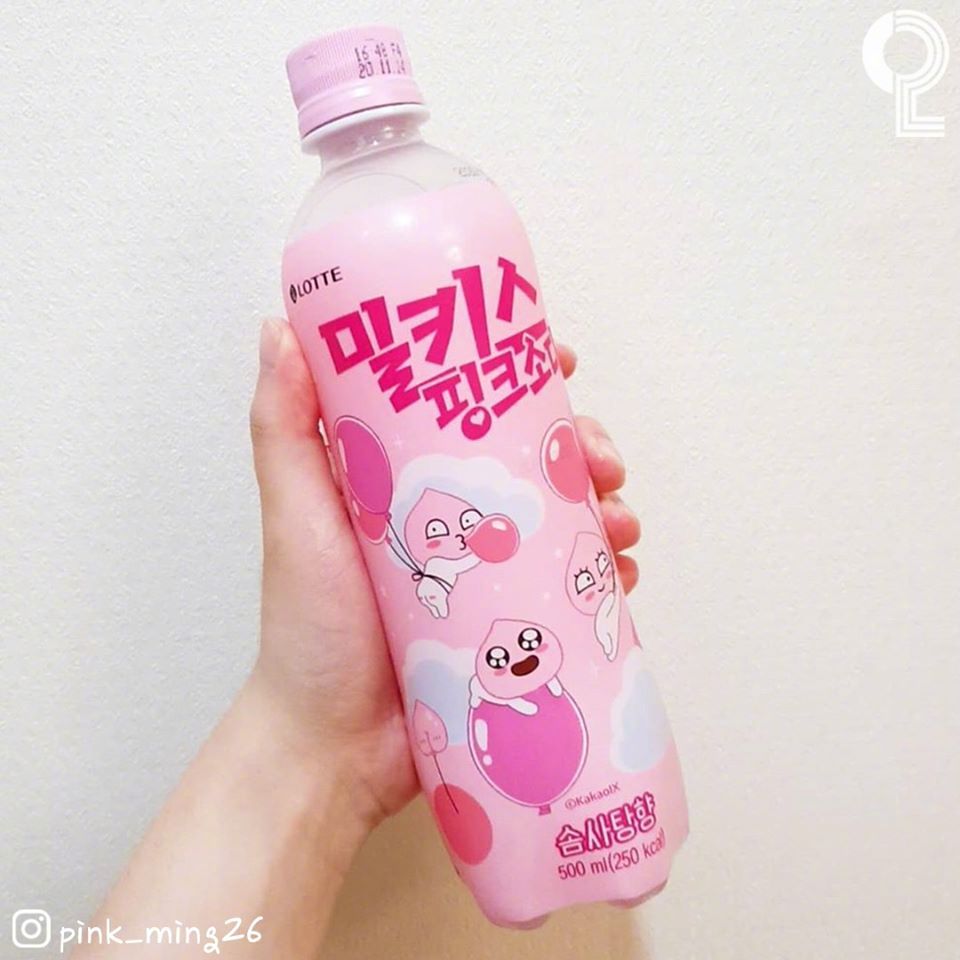 kakaofriends和milkis合作的棉花糖味粉色汽水~好可爱!