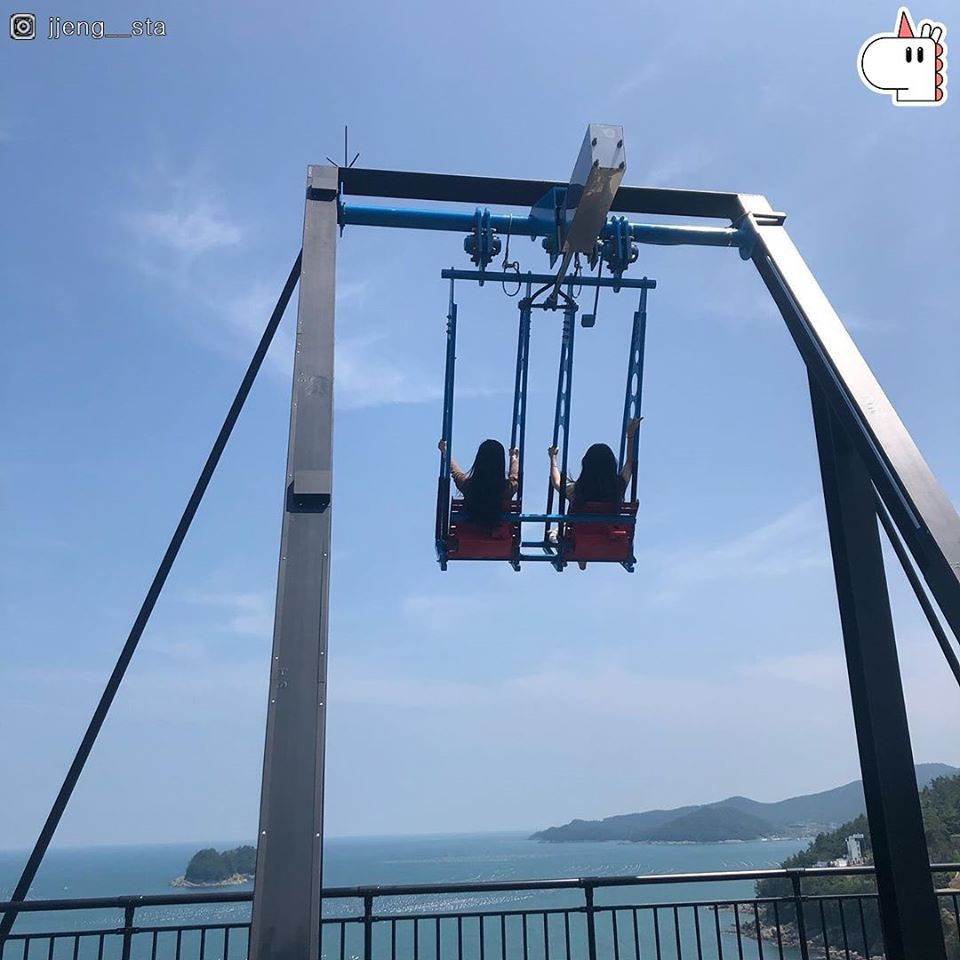 有亿点刺激~~韩国丽水艺术公园的空中秋千~~~快马住