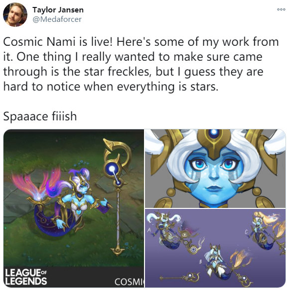 拳头设计师发推展示了娜美星界系列的新皮肤