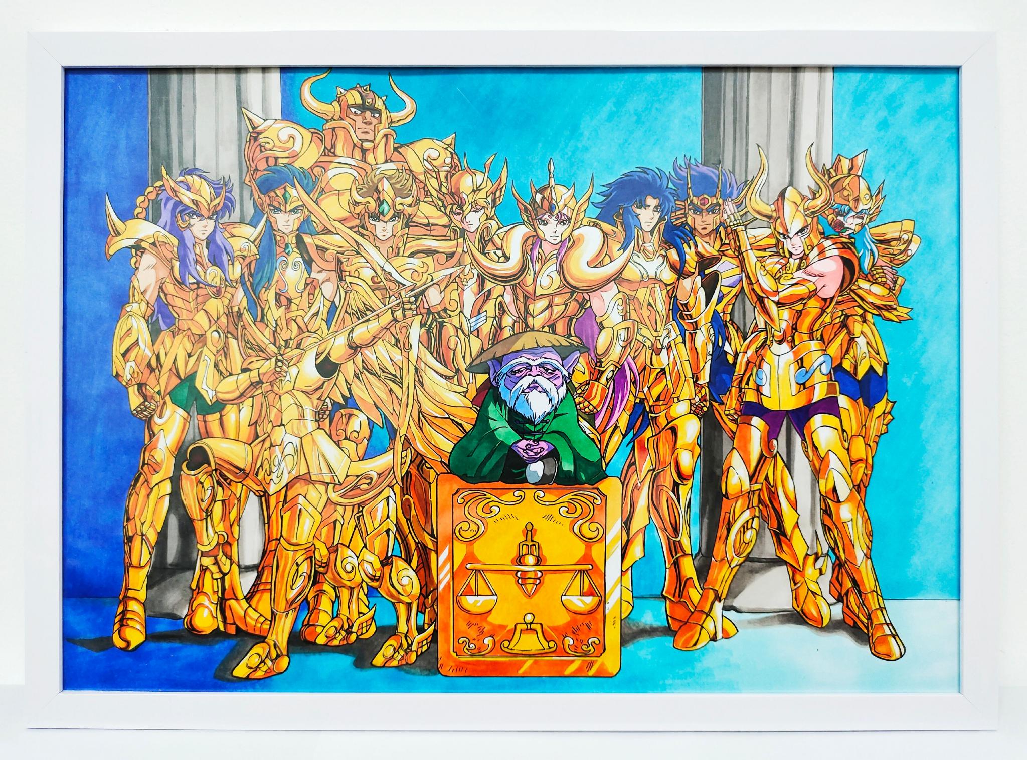 马克笔手绘 圣斗士星矢 黄道十二宫 十二位黄金圣斗士……_高清图集