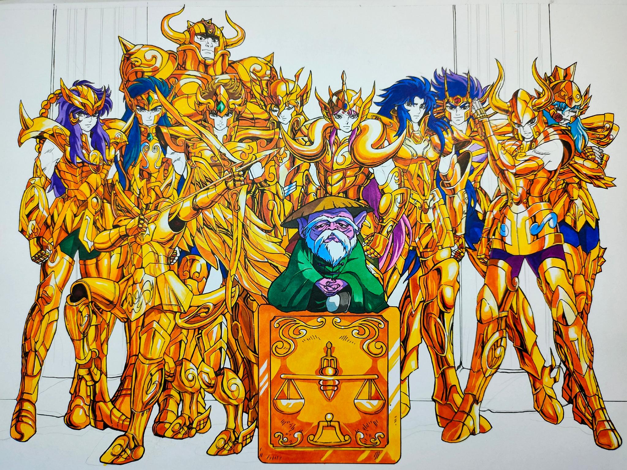 马克笔手绘 圣斗士星矢 黄道十二宫 十二位黄金圣斗士……__财经头条