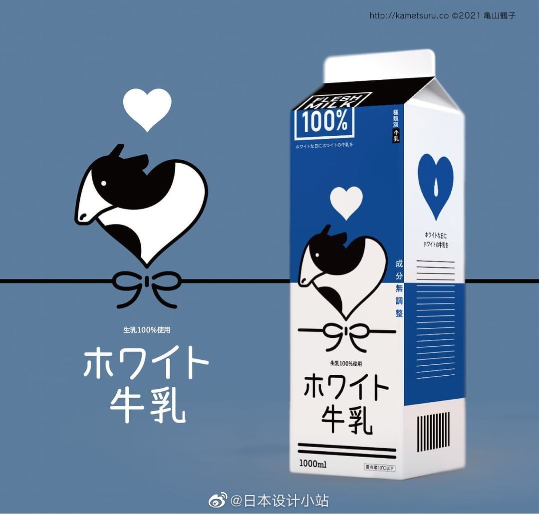 日本艺术家亀山鹤子设计的牛奶盒包装