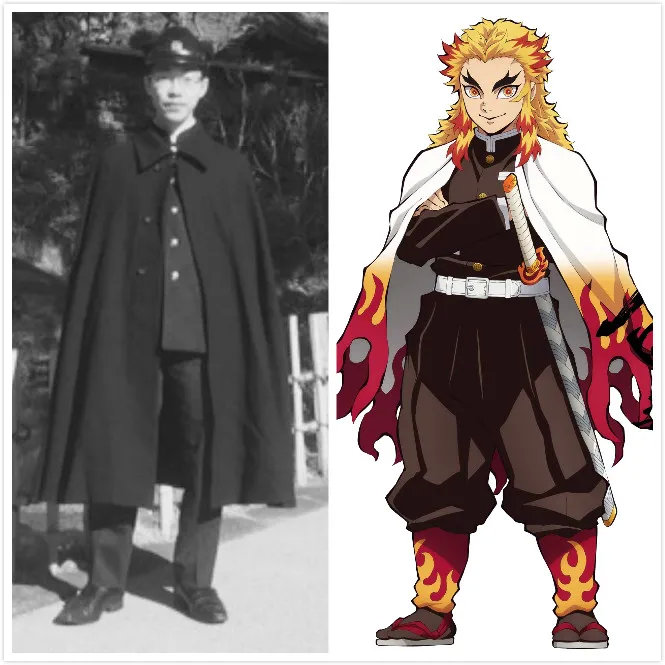 大正时代男生校服"诘襟"(也称学兰,左)鬼杀队队服(右)大正时代长款