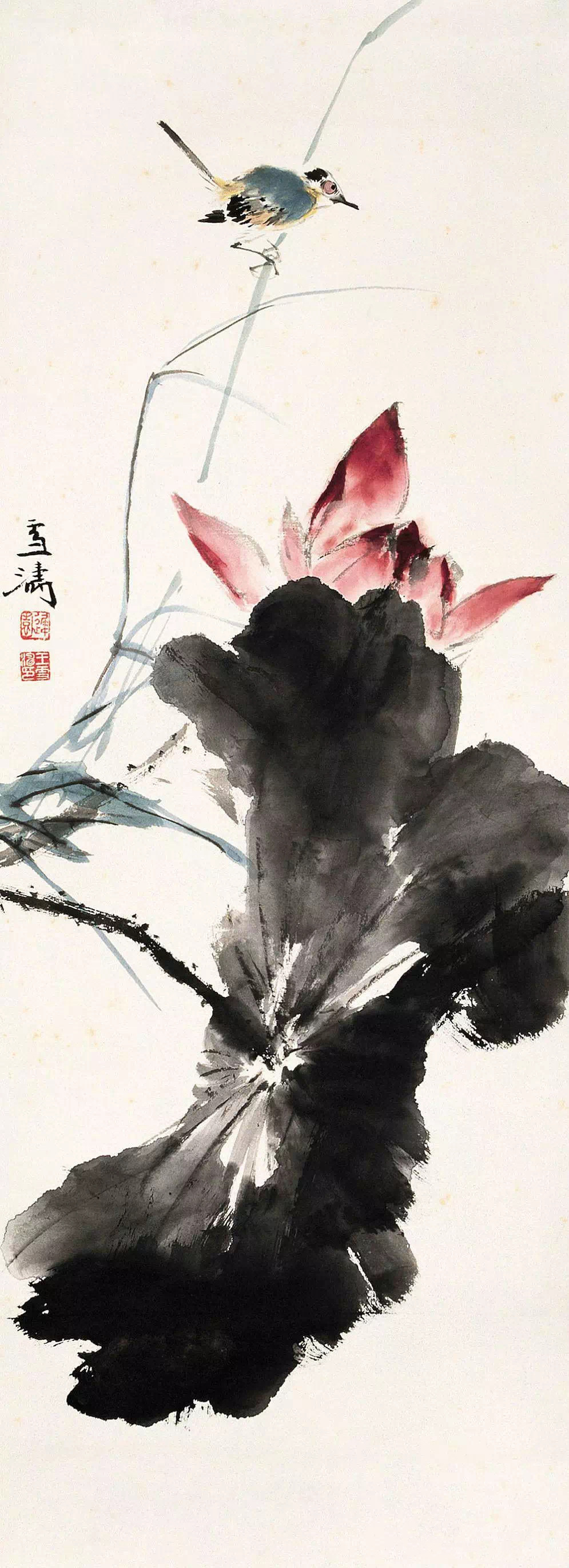 王雪涛写意荷花 雪涛大师画的荷清新平和,构思精巧,形似神俏……_高清