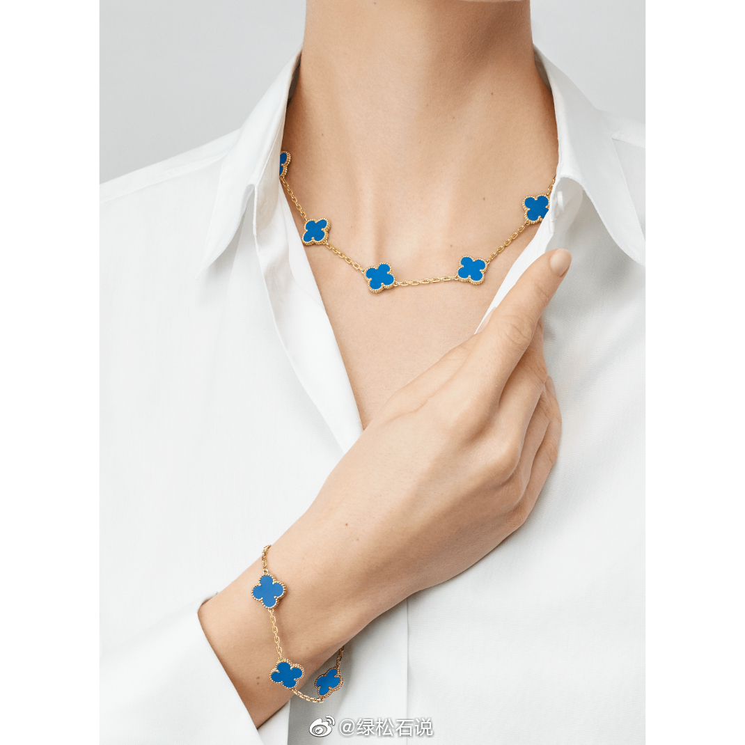 梵克雅宝绿松石经典款蝴蝶和四叶草吊坠