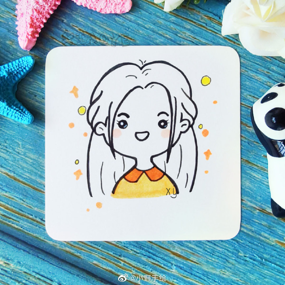 头像简笔画,周围都是小心心哟 @小野手绘_高清图集_新浪网