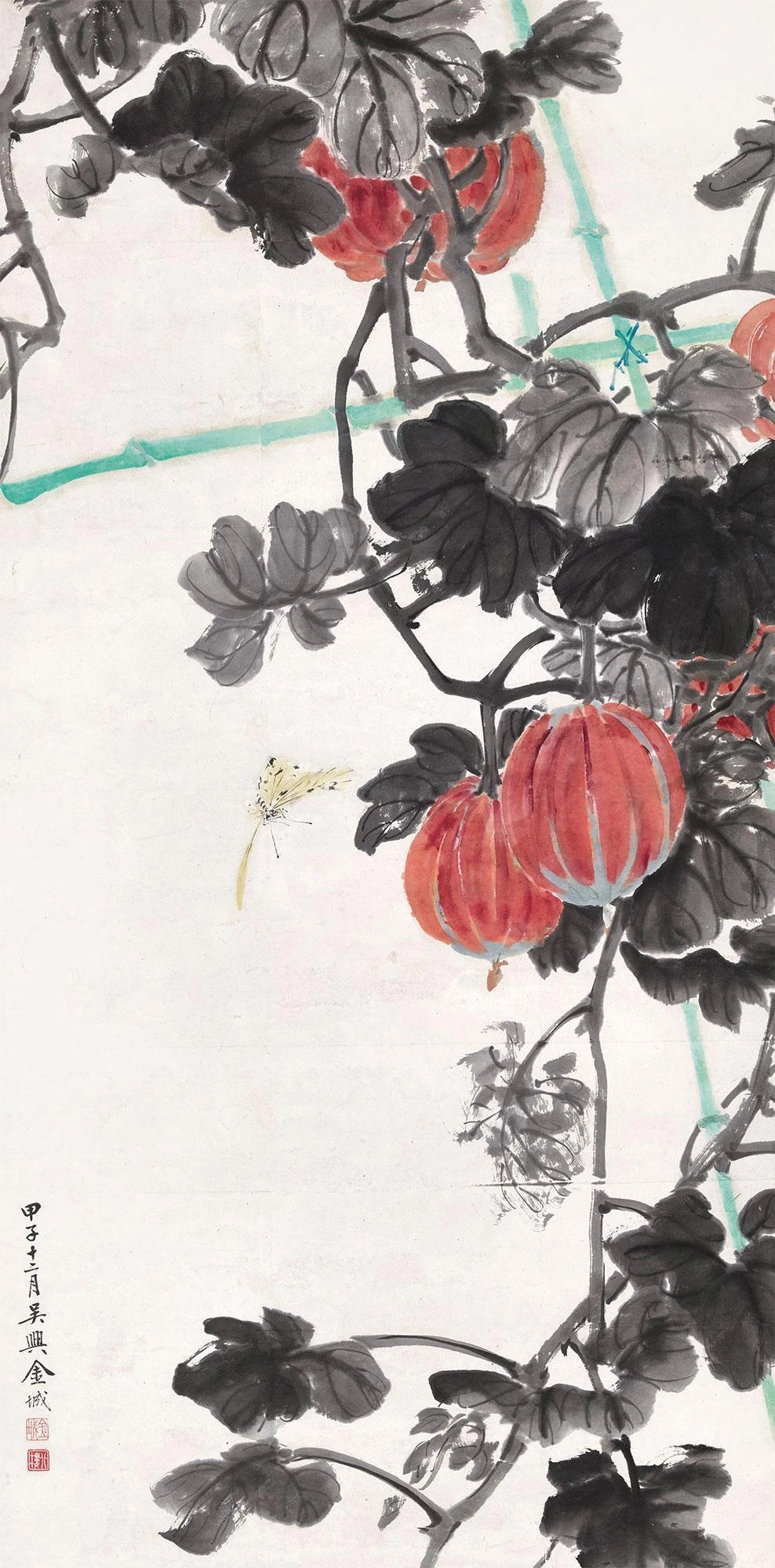 国画大师笔下的南瓜 1,吴昌硕 南瓜图 2,赵少昂 南瓜 3,金城