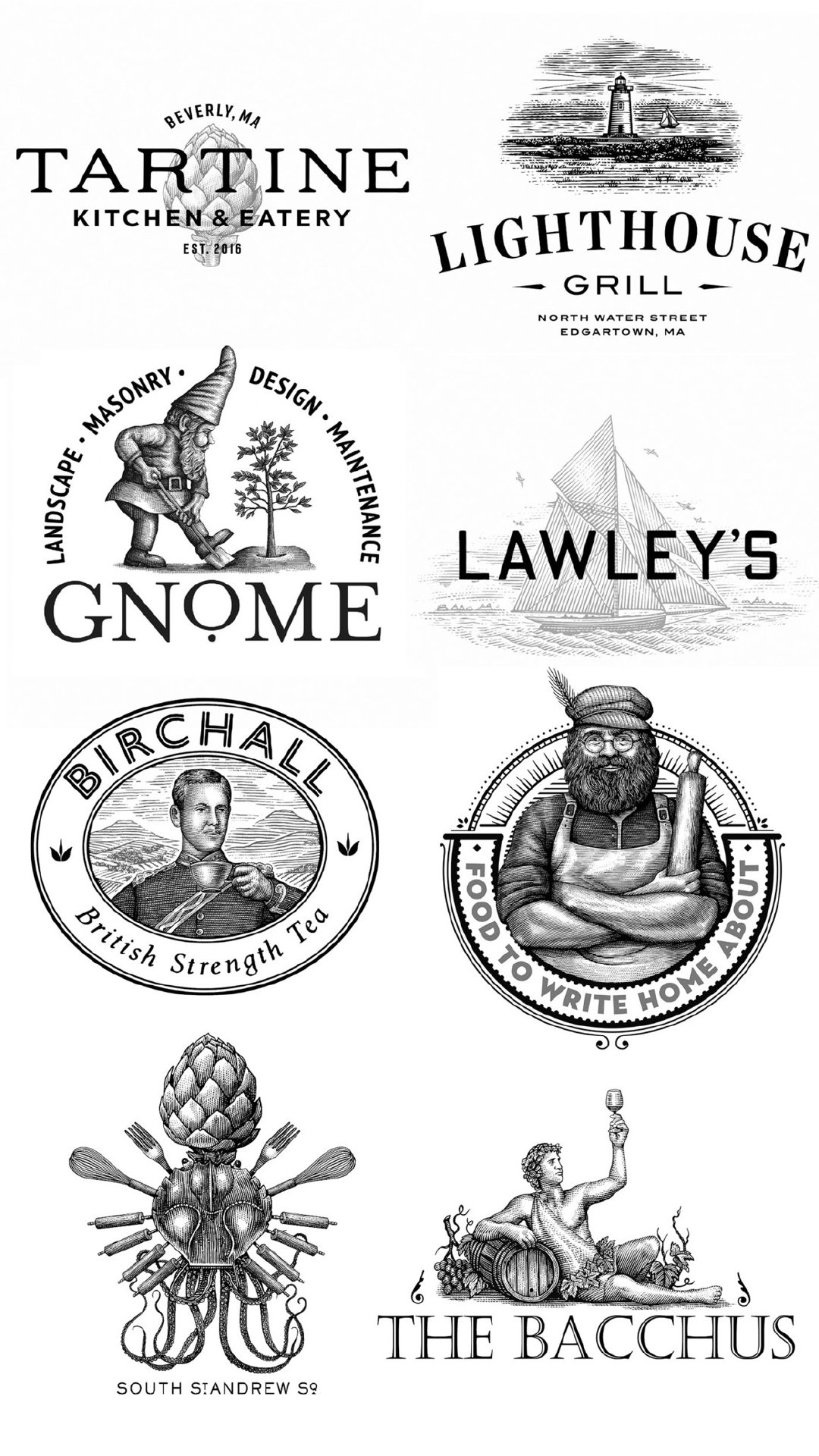 美国steven noble设计师木刻雕刻版画风格logo