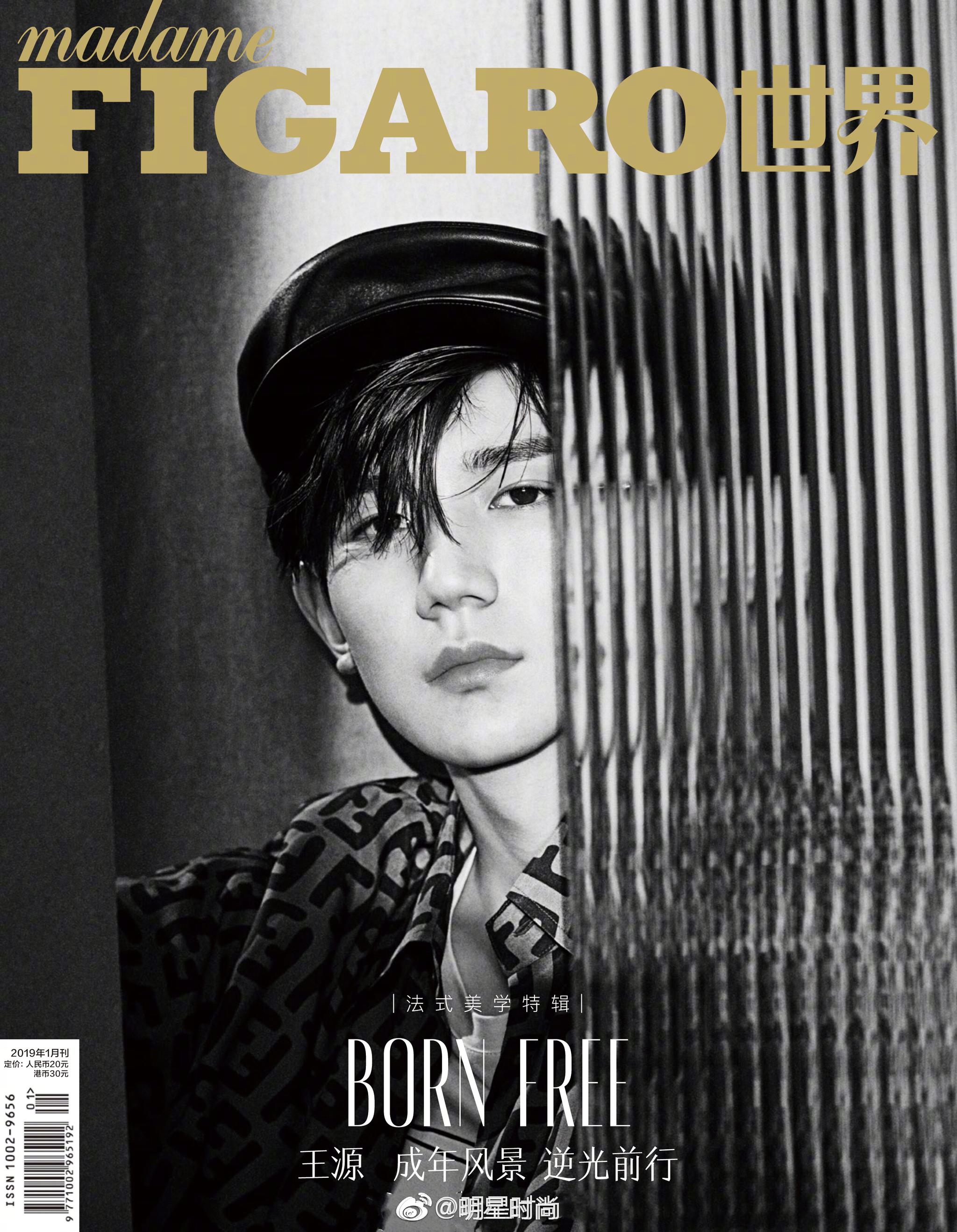 王源《madame figaro》2019年1月刊,少年大胆尝试不同风格