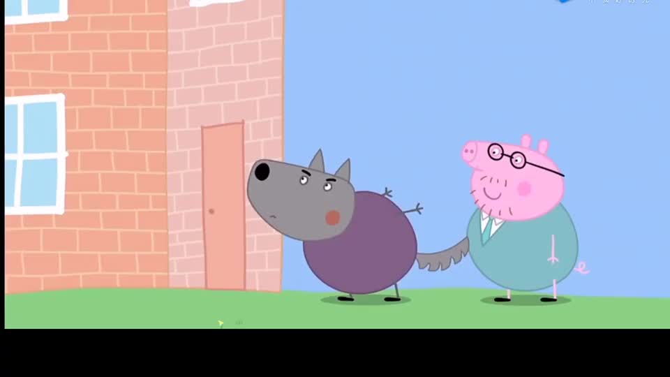 小猪佩奇:小狼太厉害了,只要吹一下秋千就能动了!