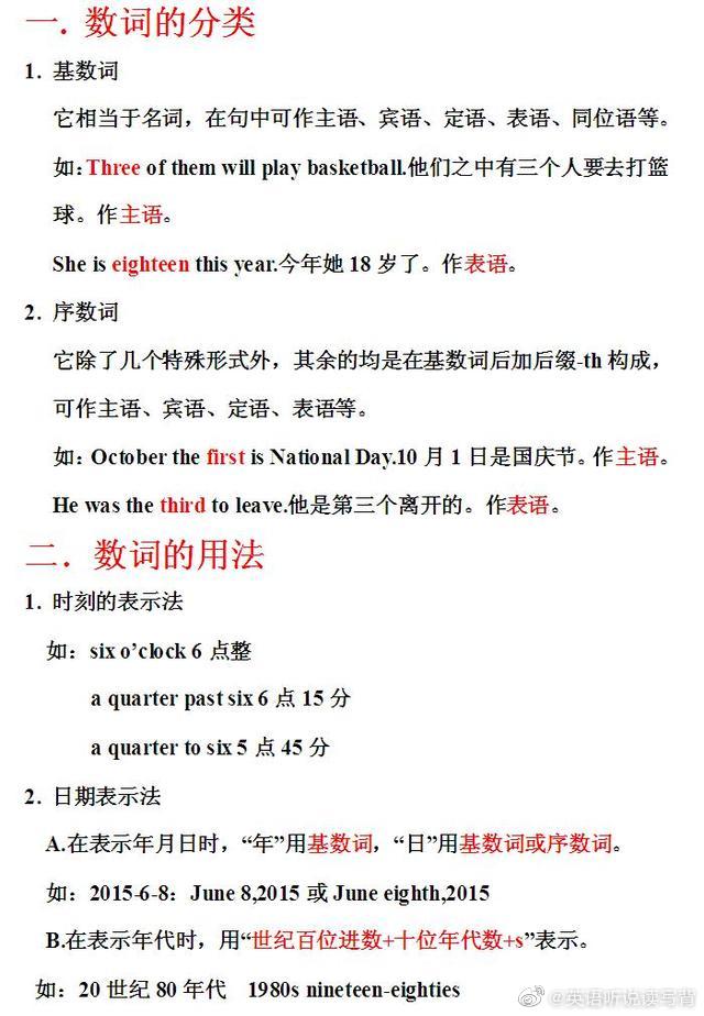 英语数词的一些基本用法