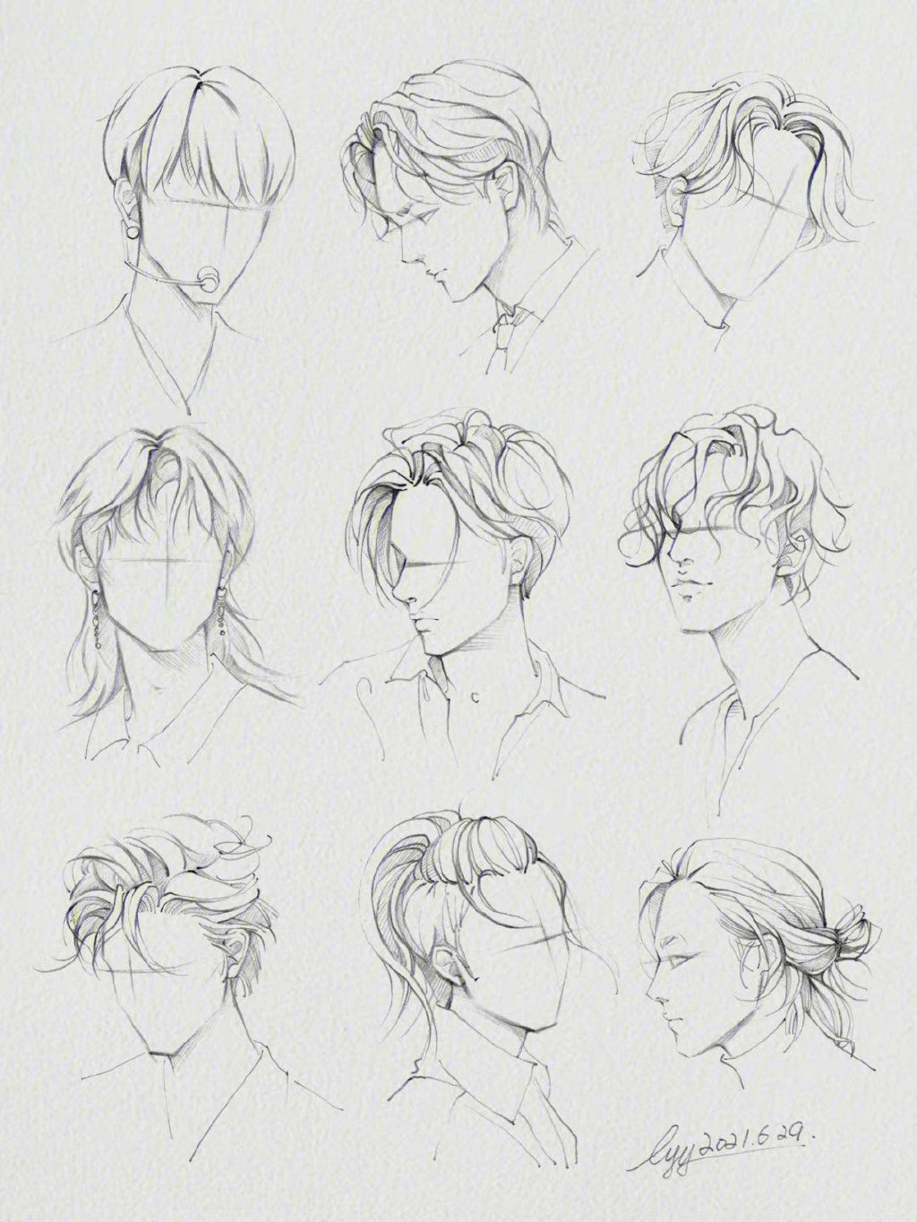 一些关于动漫男生发型参考麻竹绘制练手