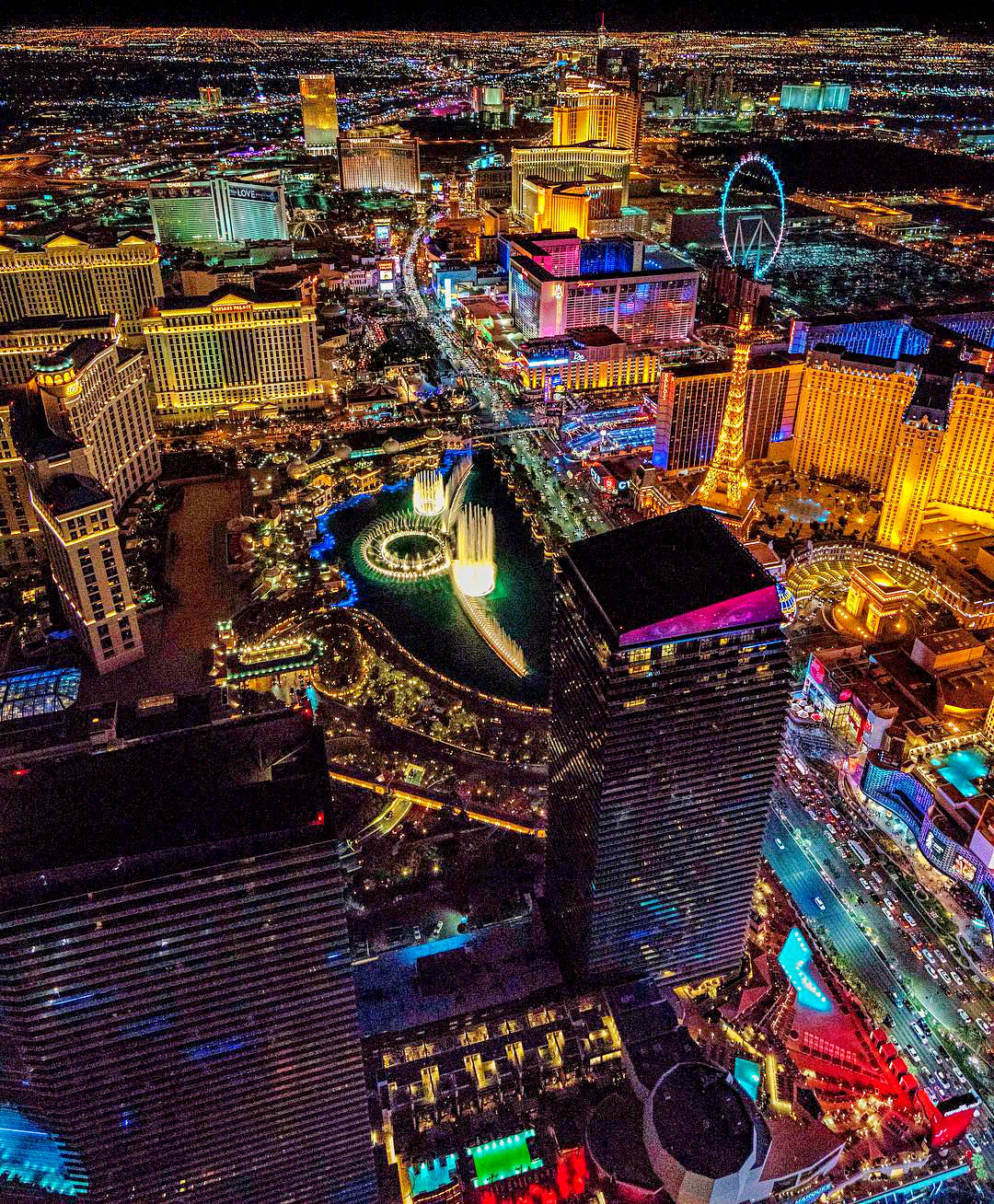 高空视角下的拉斯维加斯夜景