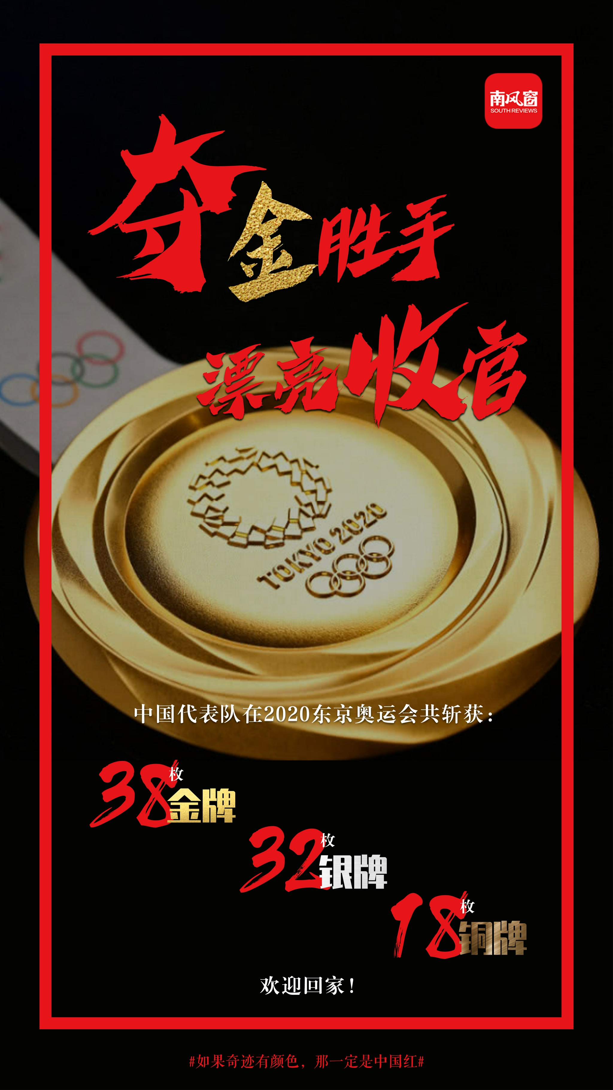 2020东京奥运会今日收官中国队共收获38块金牌32块银牌