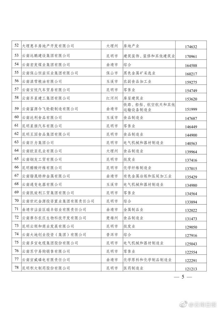 云南国企排名2020_2020云南省非公企业100强营运情况分析报告