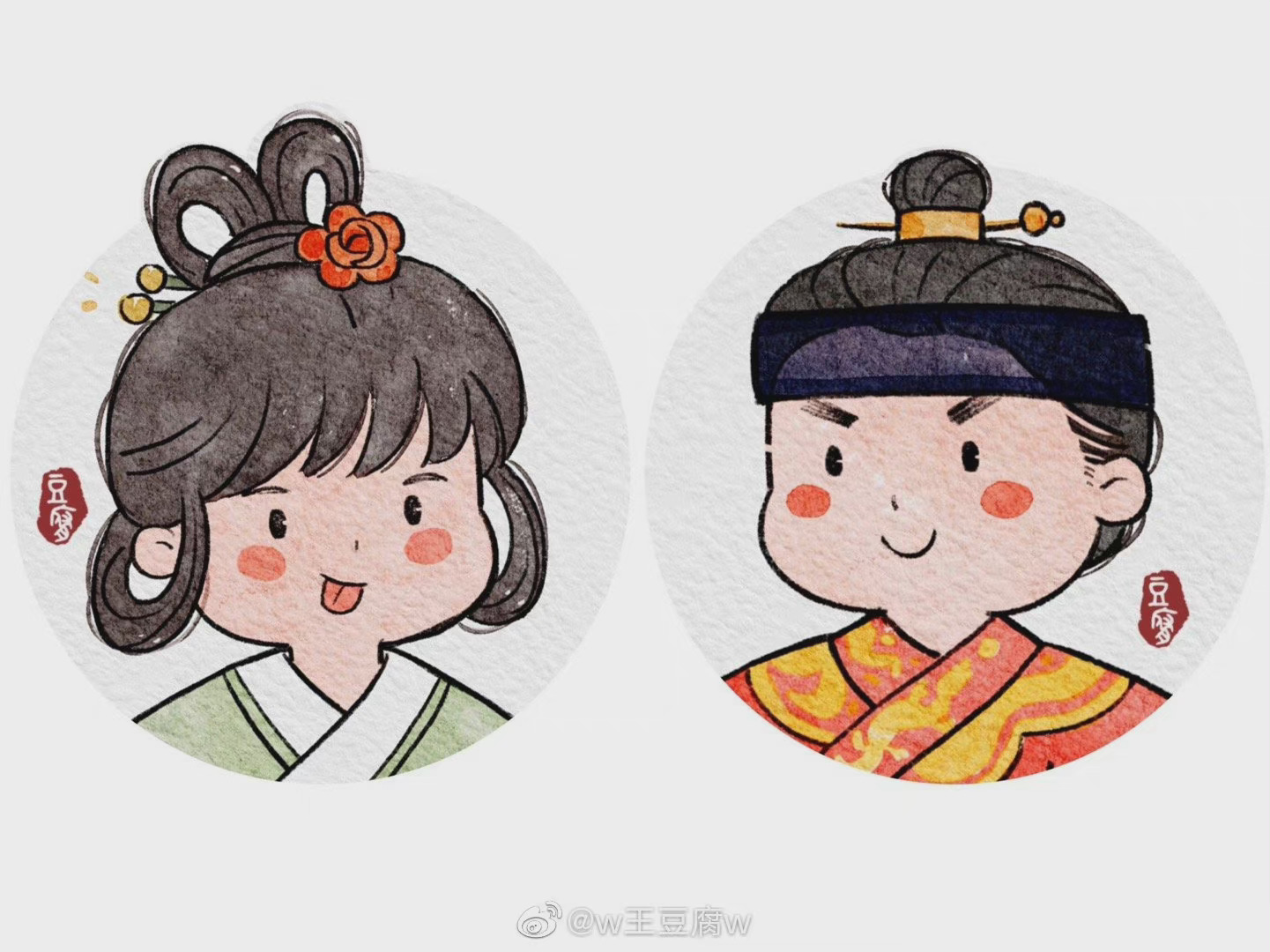 一组超可爱的汉服情侣头像