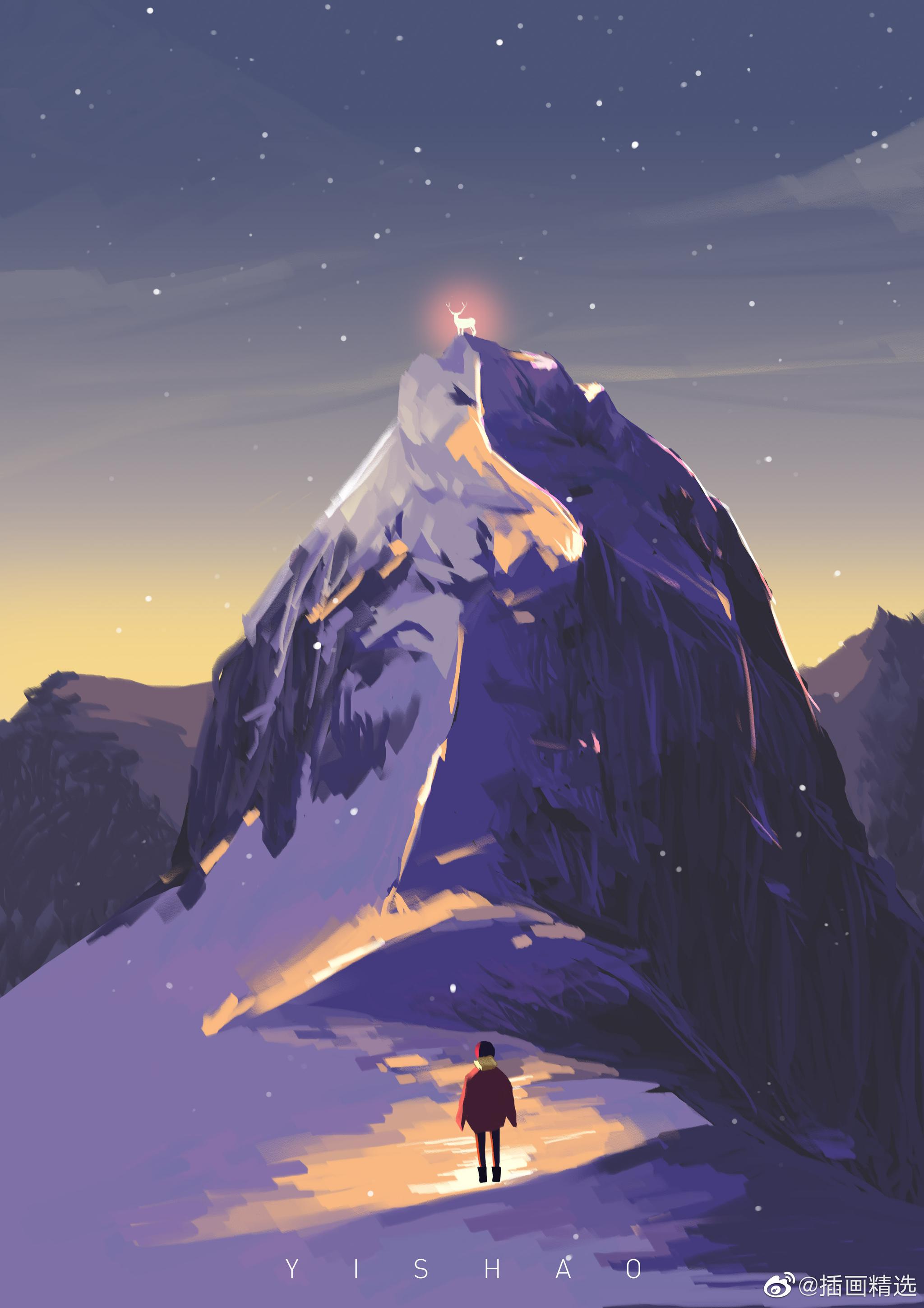 内心深处的世界,总是孤独的,一组平静的场景插画