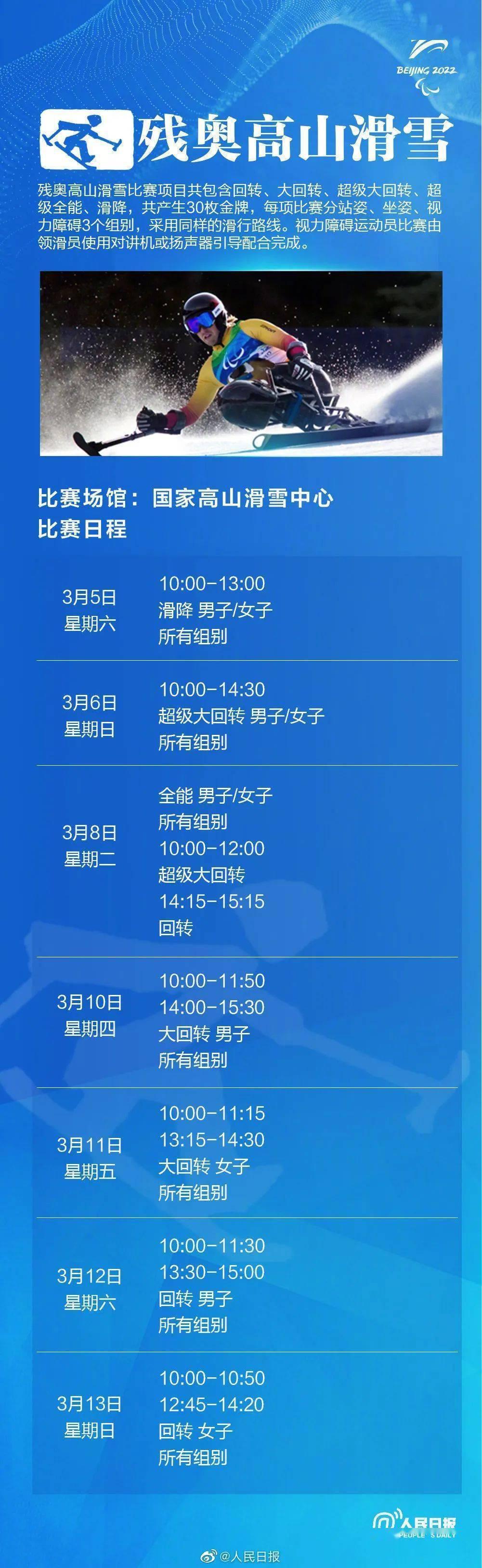 北京冬残奥会赛程表来了，为残奥运动员们加油！休闲区蓝鸢梦想 - Www.slyday.coM