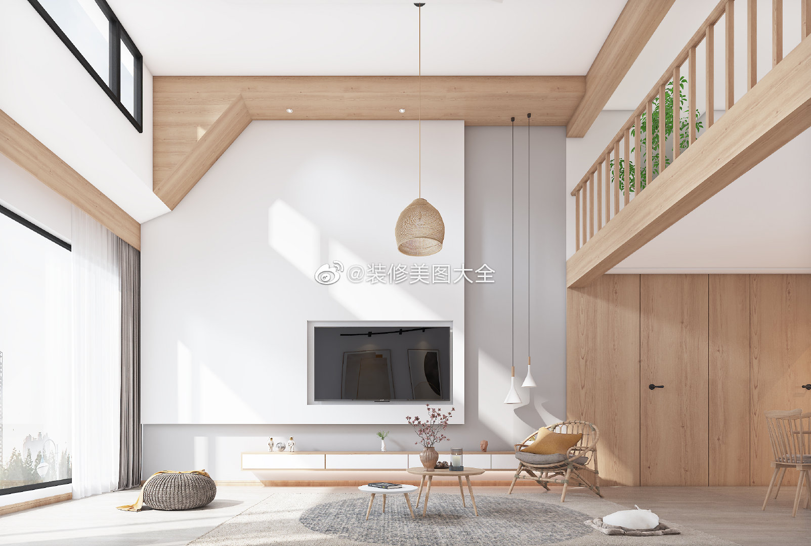 白沙润园180㎡复式,极简白+原木格调,客厅,卧室设计效果爱了!