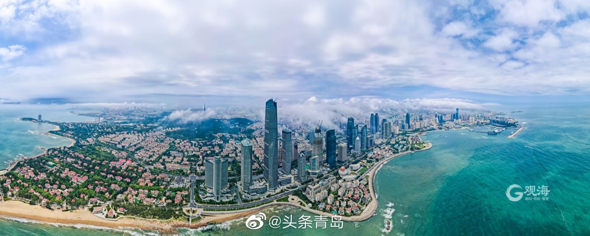 青岛夏日绝美平流雾 6张屏保级航拍图来了