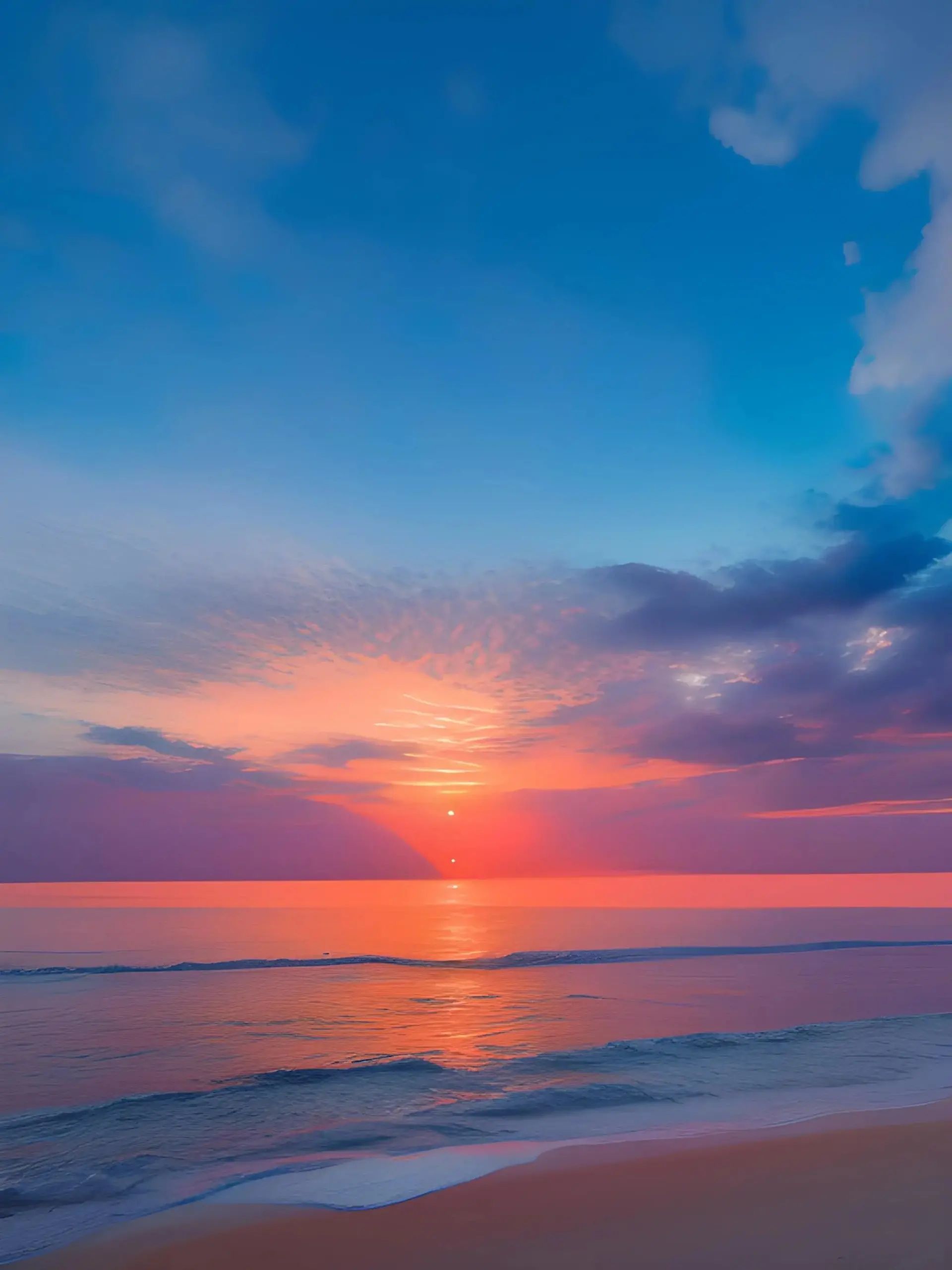 海边的夕阳熟了!