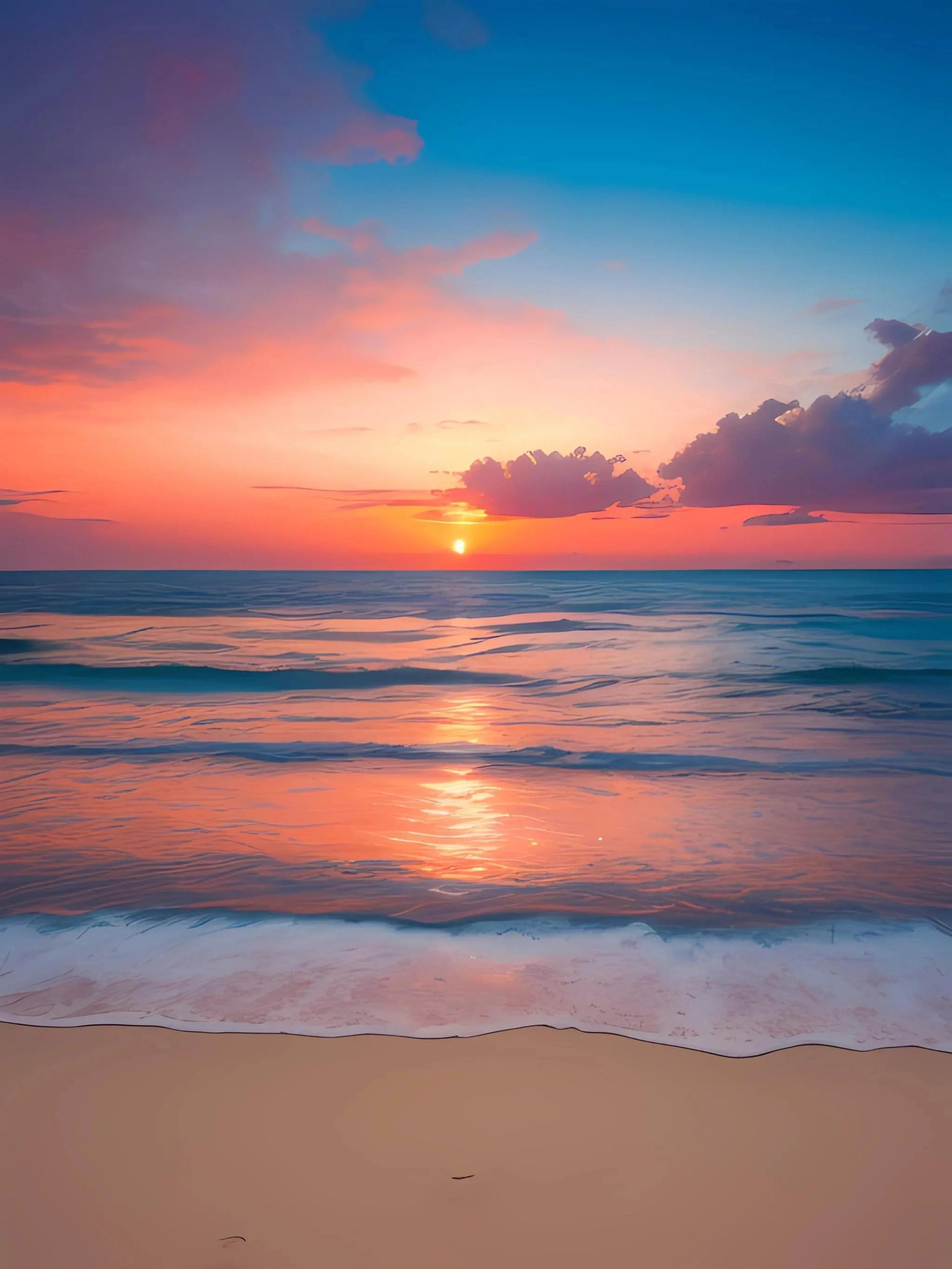 海边的夕阳熟了!