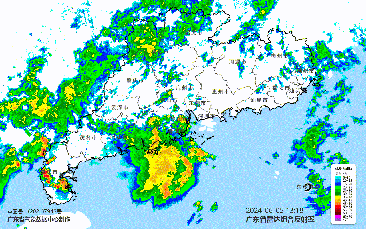 一直在锻炼下雨的"耐受力":今天(5日)午间雷达回波图昨天和今天(4-5日