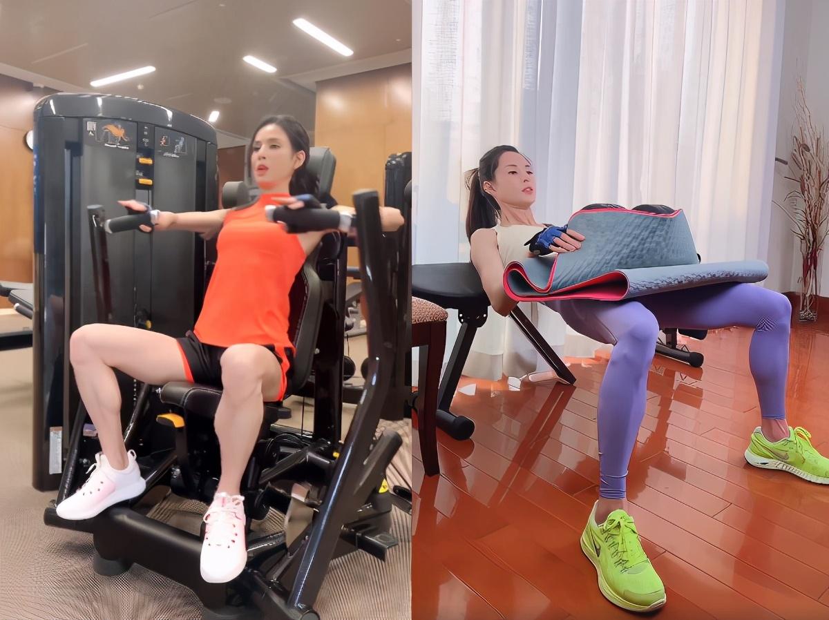 李若彤爱健身,并且也十分乐于分享自己的健身心得,时不时发一个"健身