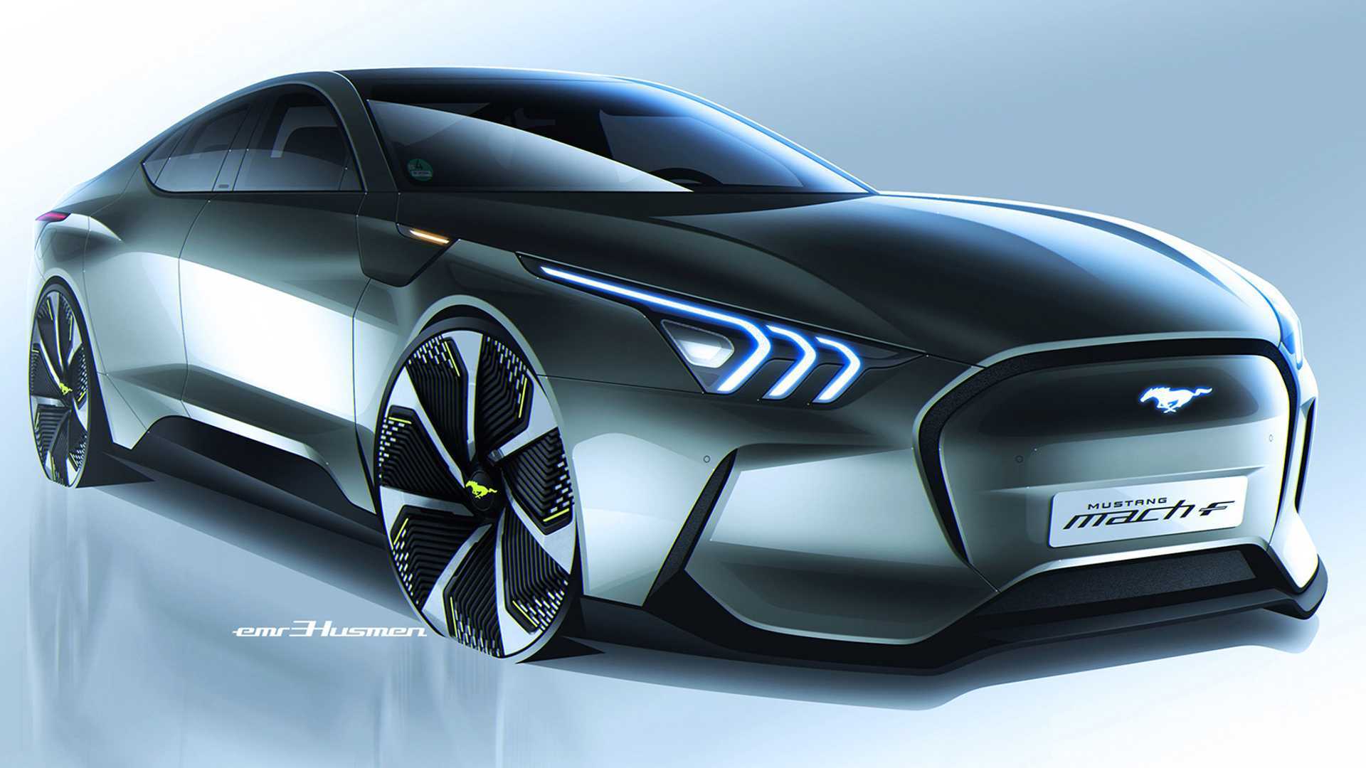 外媒绘制福特mustang mach-f四门电动轿跑渲染图(emre husmen)