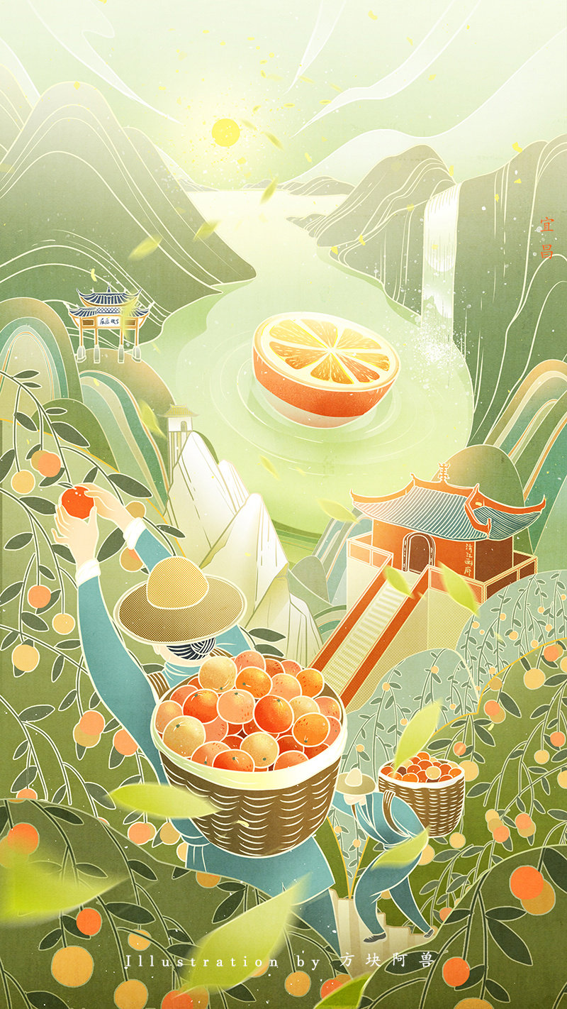 国潮风的插画欣赏:方块阿兽