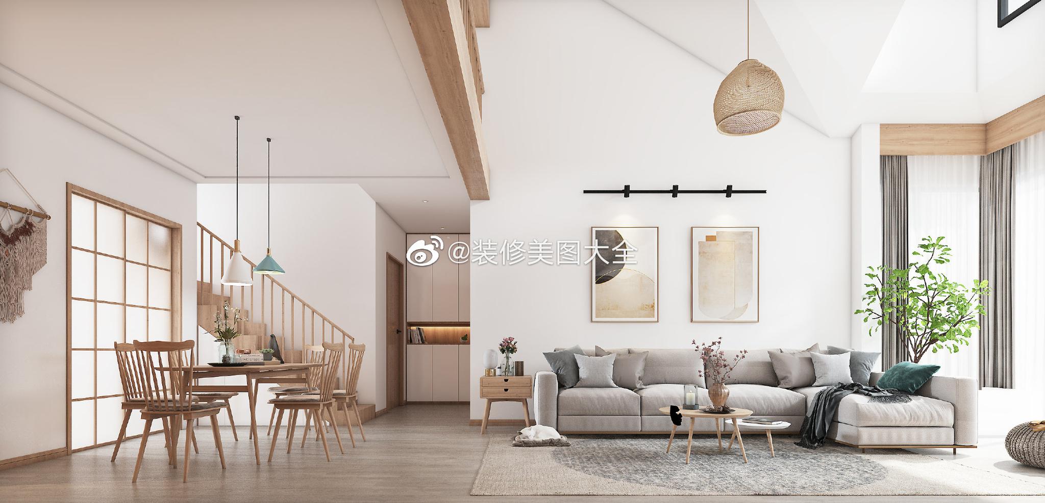白沙润园180㎡复式,极简白+原木格调,客厅,卧室设计效果爱了!