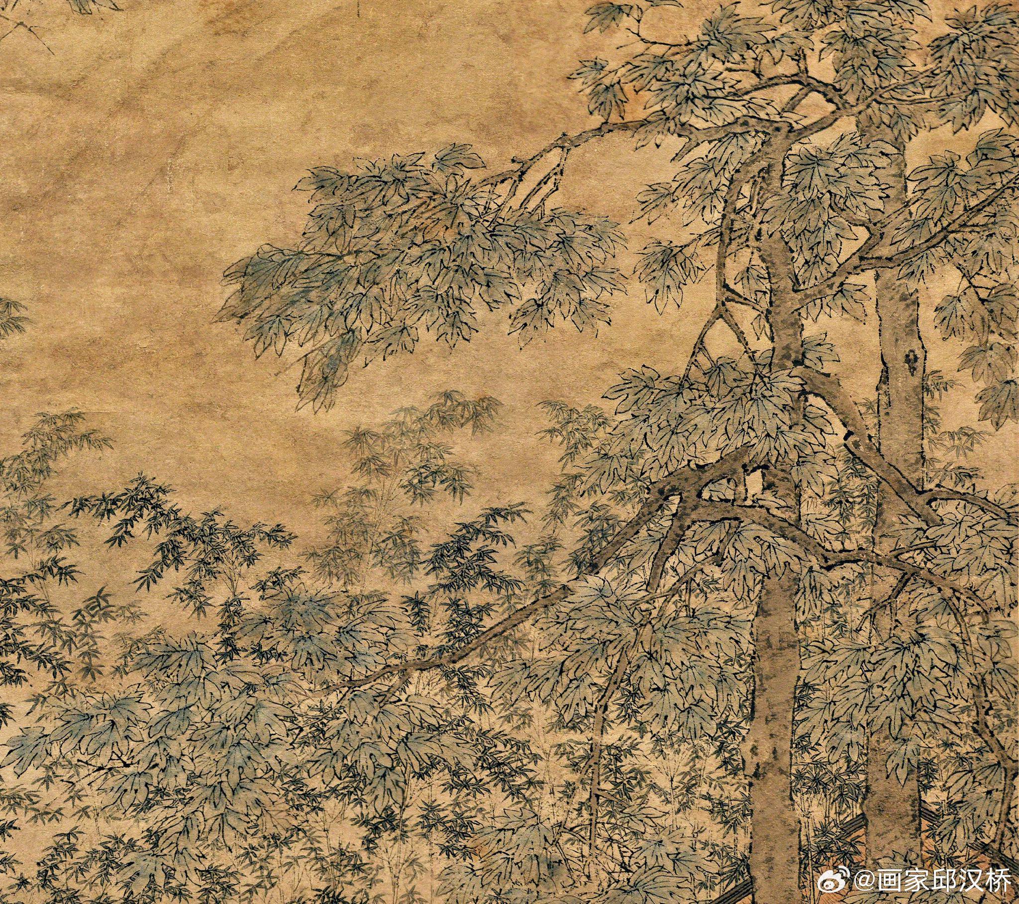 《梧竹书堂图》轴,明代,仇英,纸本设色画,纵148.8厘米,横57……