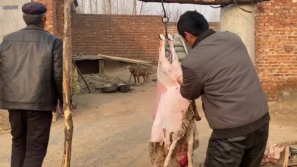 农村大爷专业杀羊40年剥皮剔骨手法堪称一绝不愧是杀羊世家
