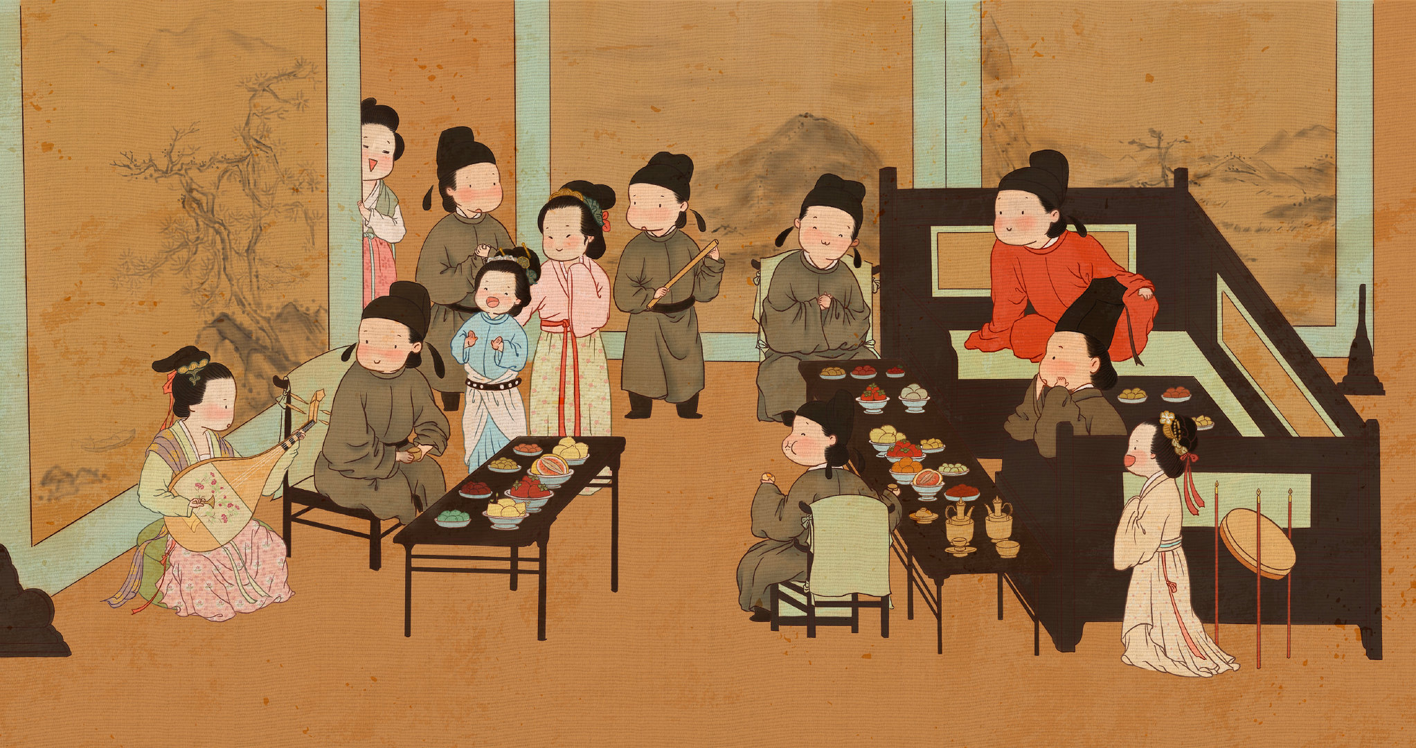 童画版《韩熙载夜宴图》