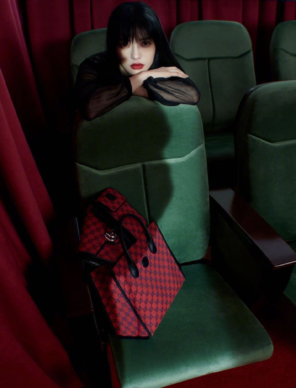 蔡文静时装 lofficiel六月时装大片,黑发刘海造型