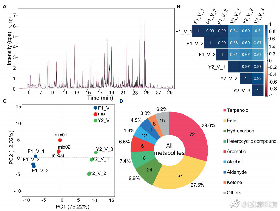 基于挥发性GC-MS代谢组学分析忍冬品种之间的花香调控机制