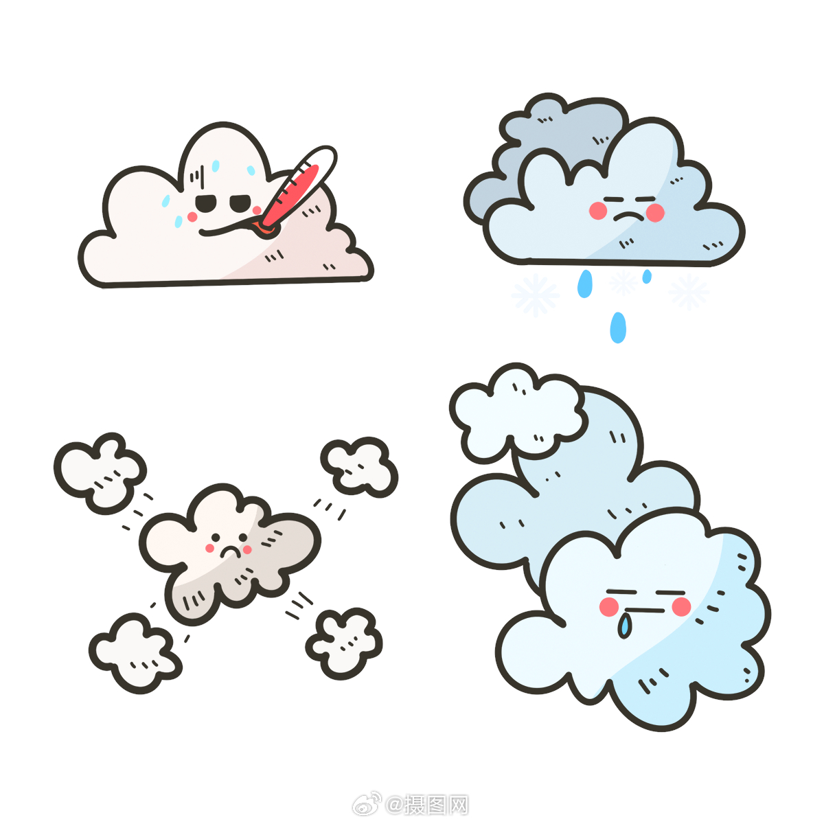 创意可爱 卡通拟人天气图标98 版权素材 by 摄图网