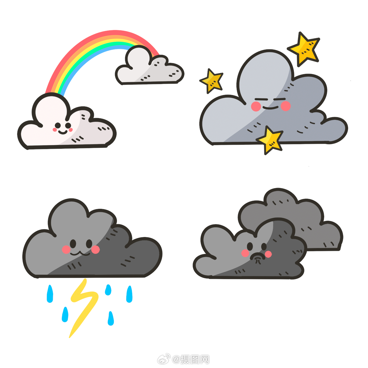 创意可爱 卡通拟人天气图标98 版权素材 by 摄图网