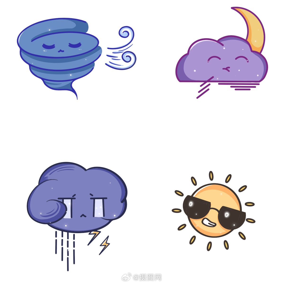 创意可爱 卡通拟人天气图标98 版权素材 by 摄图网