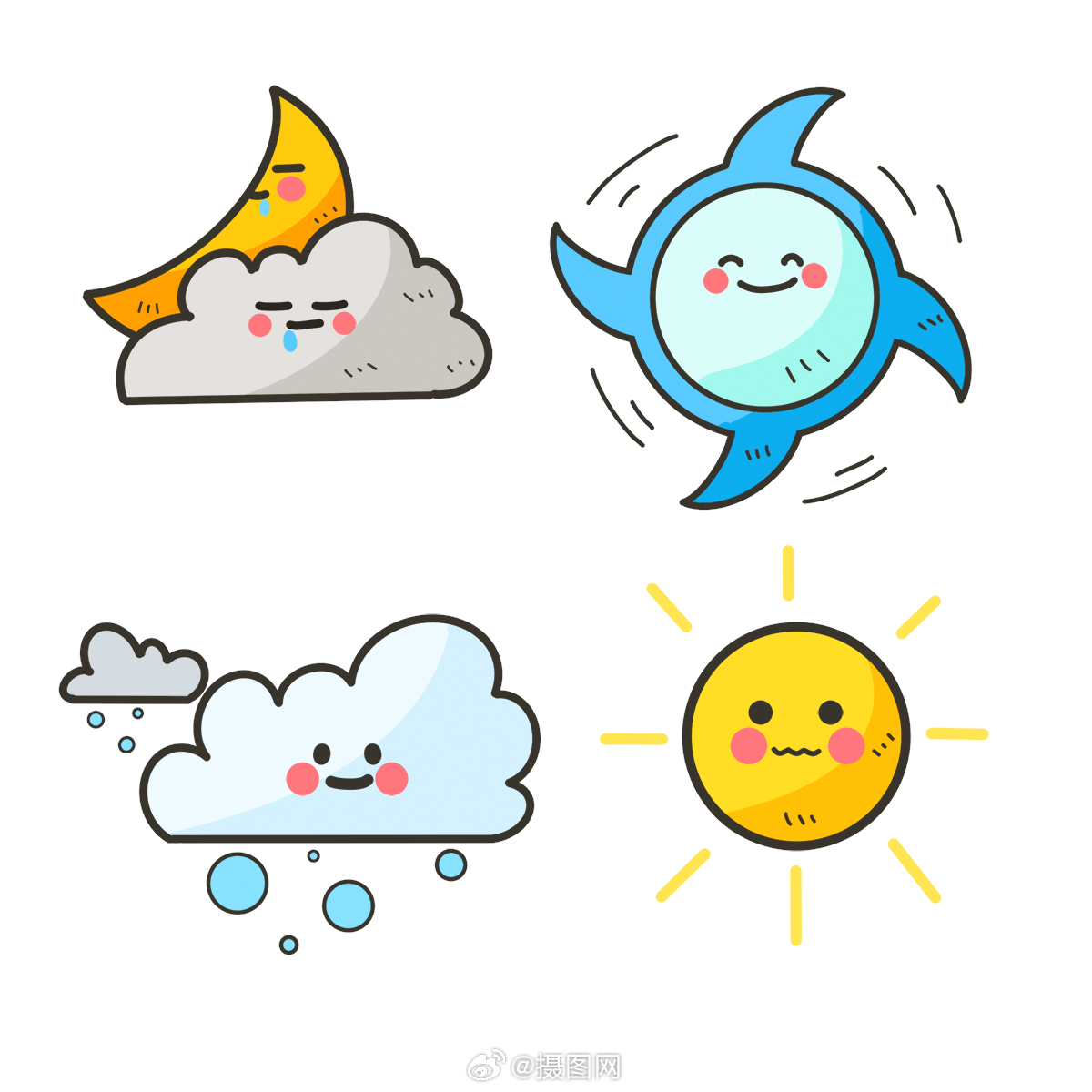 创意可爱 卡通拟人天气图标98 版权素材 by 摄图网
