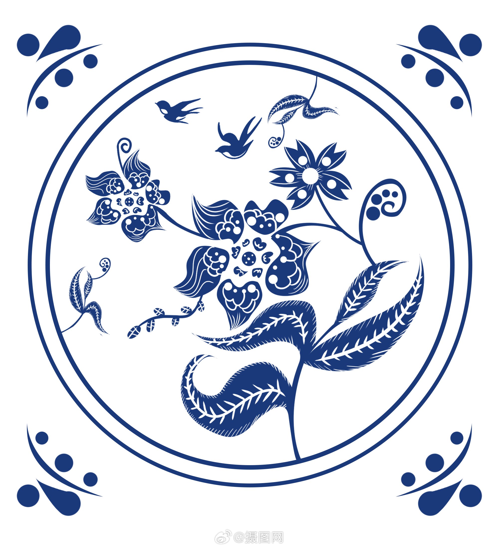 免抠素材|青花瓷中国风纹样图案设计 版权设计 by 摄图网……|纹样