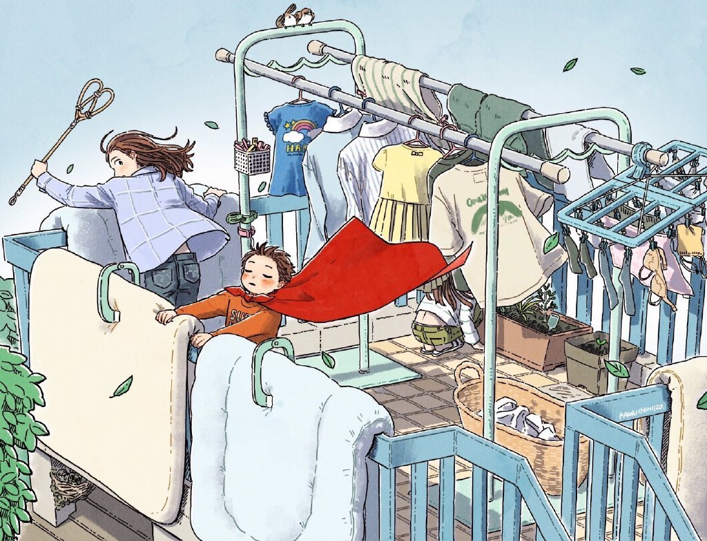 日本插画师 chihikwi 的温暖场景插画,充满了浓厚的生活气息