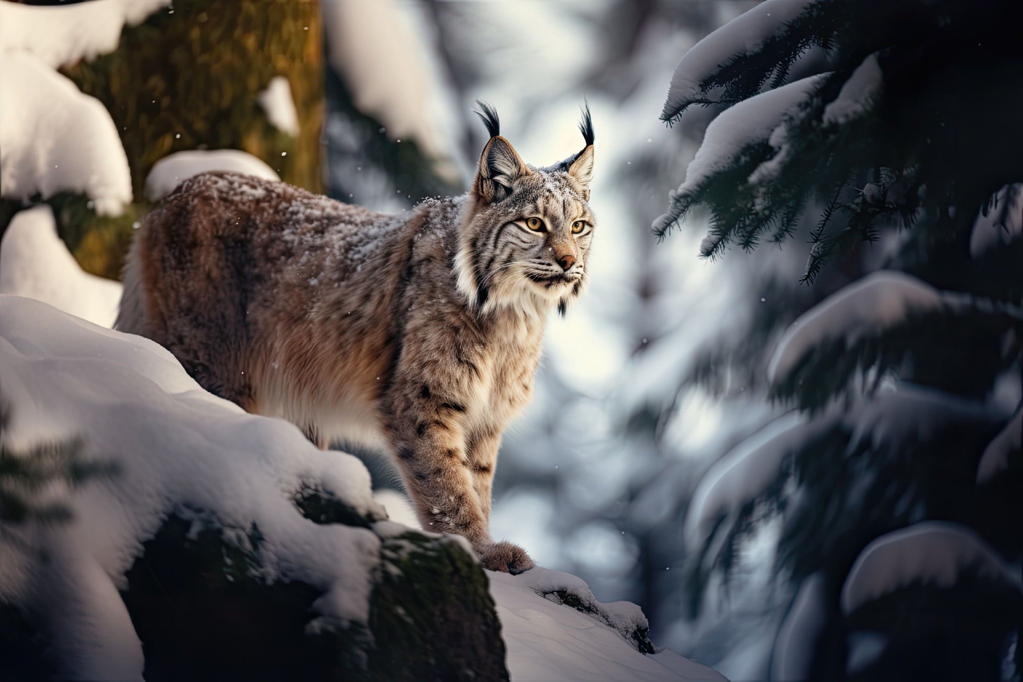 雪中帅气的大猫,猞狸……|猞狸|大猫|图片_新浪新闻