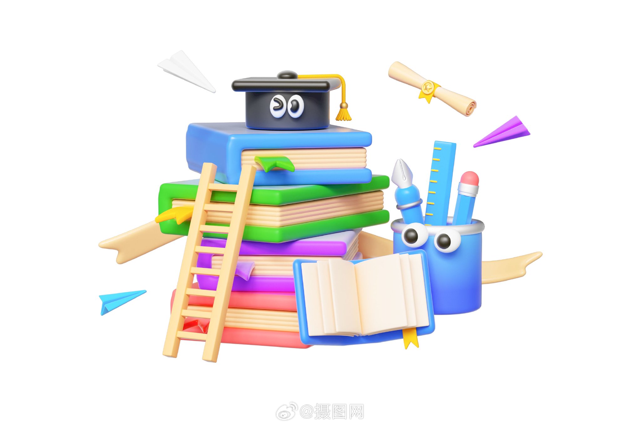 开学季 3d教育图标免抠素材 版权素材 by 摄图网