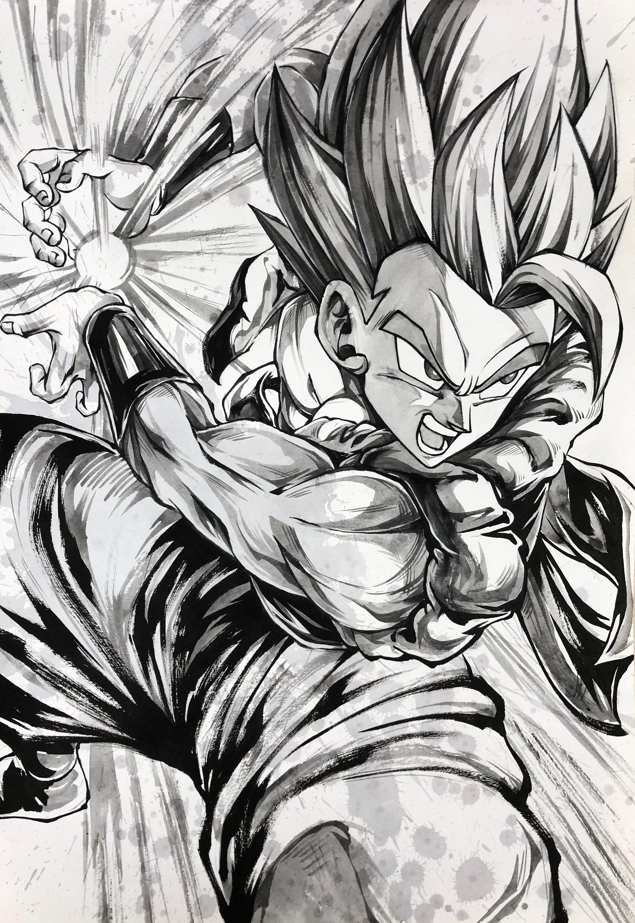 来自中国龙珠迷『@花二轮同学 』的墨水画创作投稿