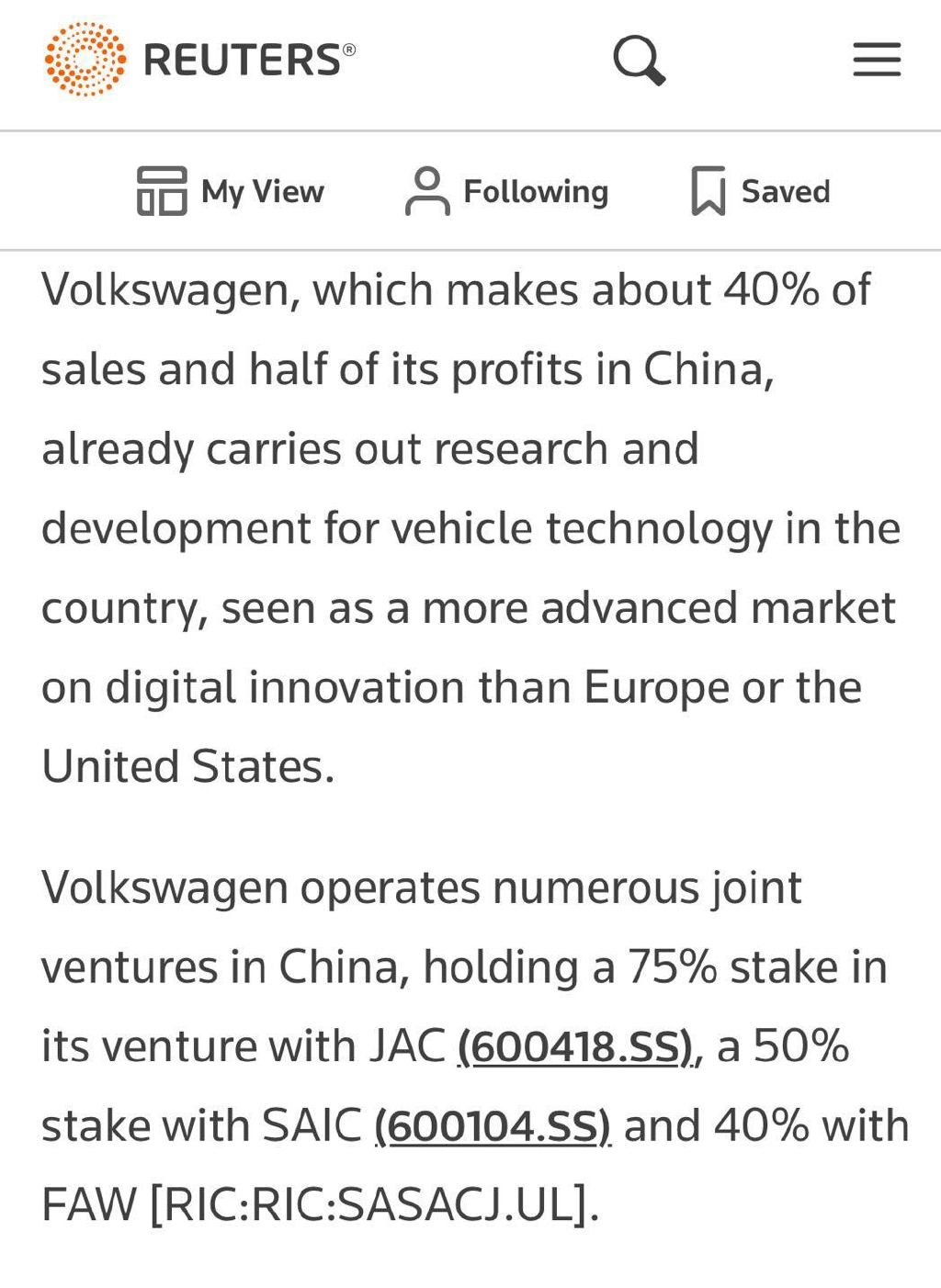大众集团计划在华落地软件合资企业 总投资额或逾10亿欧元休闲区蓝鸢梦想 - Www.slyday.coM