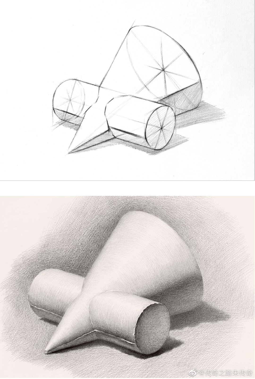 素描静物穿插体_高清图集_新浪网