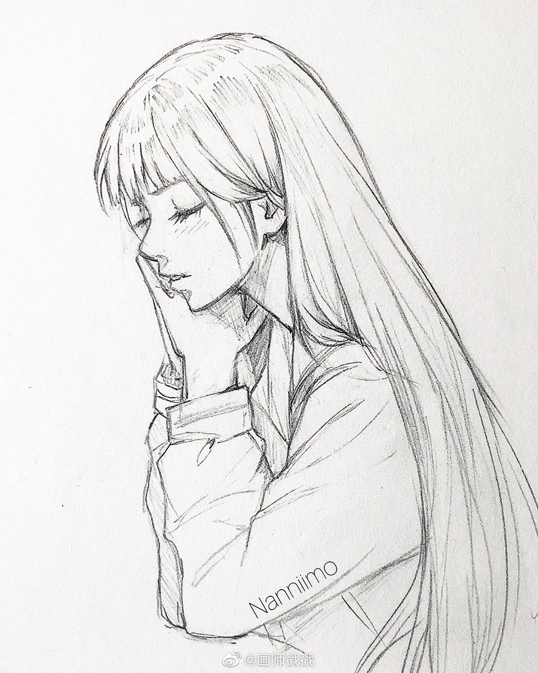 一组漂亮的少女人物线稿插画 :nanniimo_高清图集_新浪网